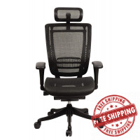 GM Seating Enklave Black Mesh Executive Hi Swivel Chair with Headrest, Black Frame & Base
